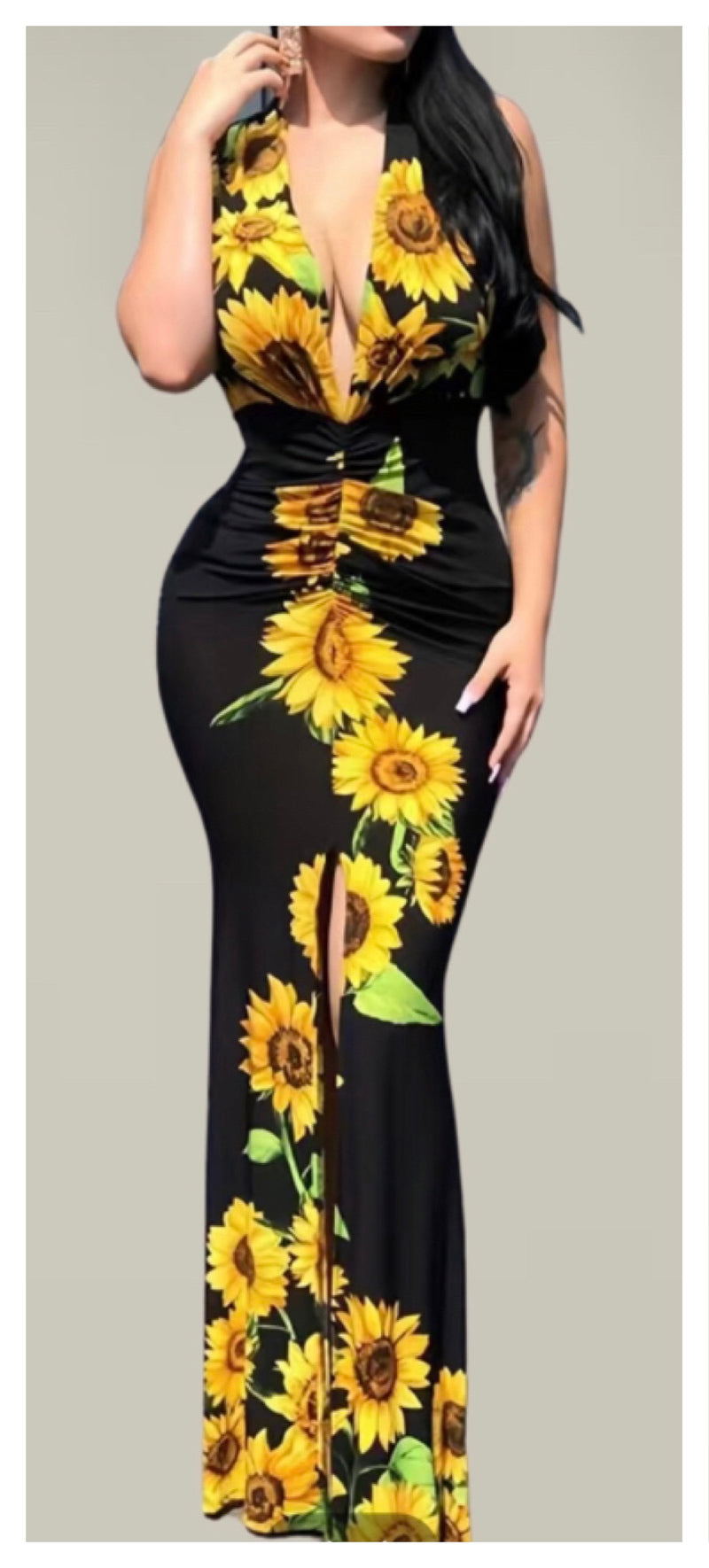 Sunflower Split Maxi Dress