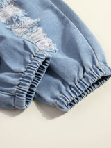 Girls Drawstring Detail Ribbed Cami and Distressed Jeans Set - Sexy~N~Snappy