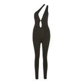 New High-Waisted Slim-Fitting Hip-Shoulder Strapless  Back Casual Sports Jumpsuit Women