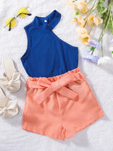 Girls One-Shoulder Top and Belted Shorts Set - Sexy~N~Snappy