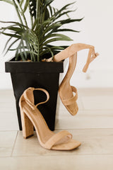 KAYLEEN Standing Tall Square Toe Block Heel Sandals in Taupe - Sexy~N~Snappy
