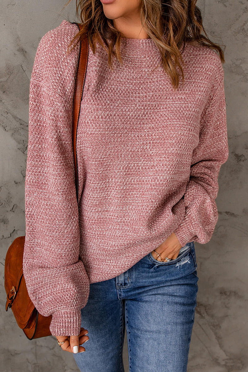 Heathered Dropped Shoulder Round Neck Sweater - Sexy~N~Snappy