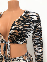 Sexy Nightclub Tiger Print Skirt Suit