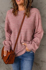 Heathered Dropped Shoulder Round Neck Sweater - Sexy~N~Snappy
