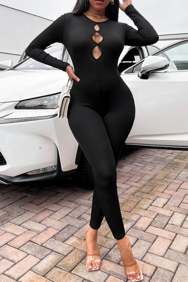 Cutout Round Neck Jumpsuit - Sexy~N~Snappy