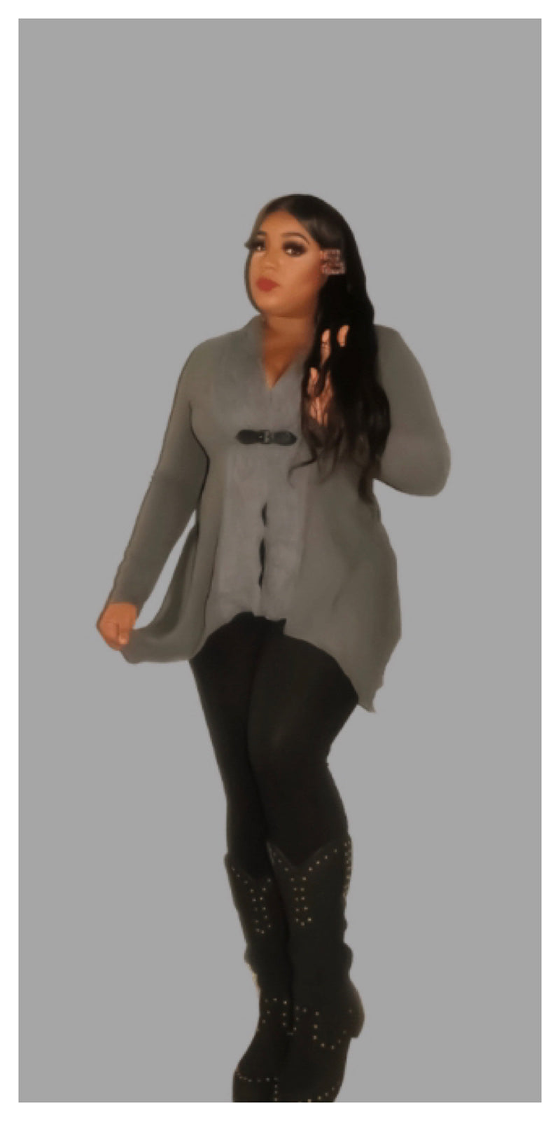 Autumn Sexy~N~Snappy Grey Buckle Me Up Sweater - Sexy~N~Snappy
