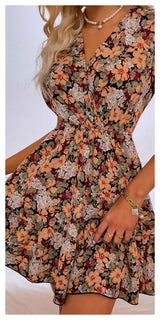 Floral Puff Sleeve Tie Back Dress - Sexy~N~Snappy