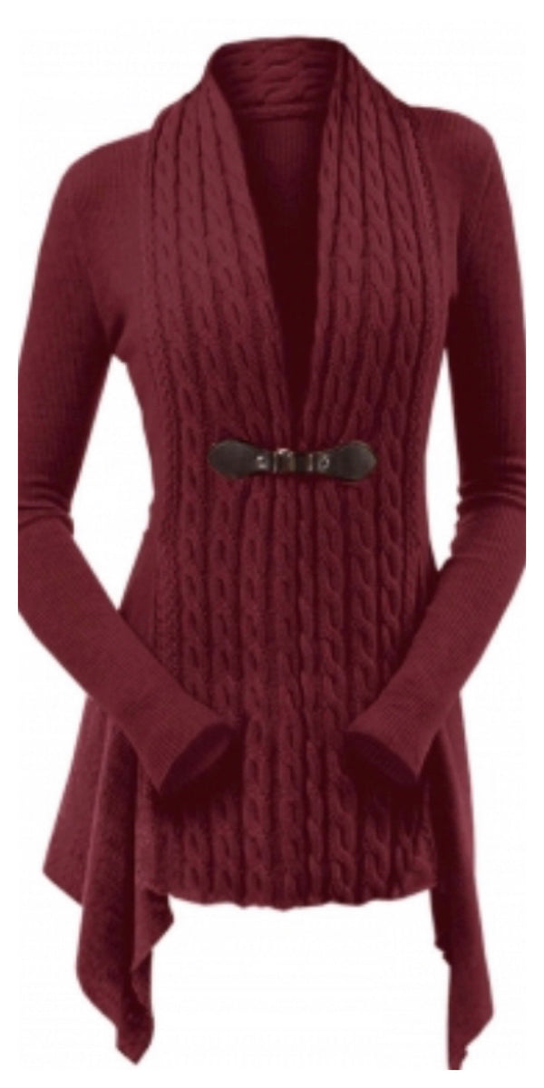 Autumn Sexy~N~Snappy Wine Red Buckle Me Up Sweater - Sexy~N~Snappy